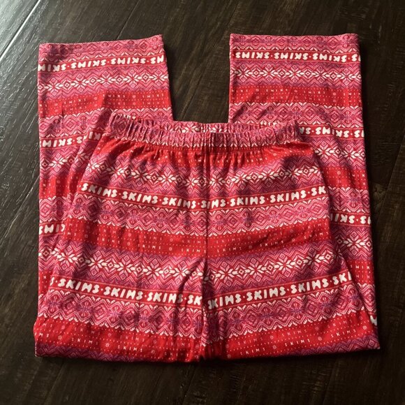 SKIMS Other - Skims Plush Pointelle Pj Bottoms Logo/Fair Isle Pattern Womens Size S